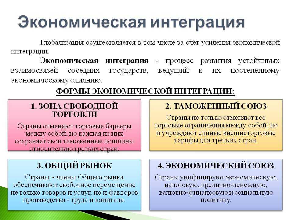 71. формы международной экономической интеграции. шпаргалка по мировой экономике.