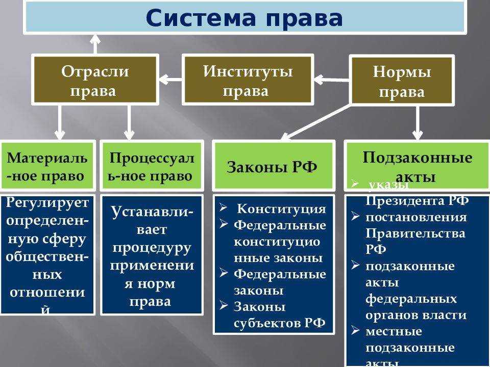 Понятие и структурные элементы системы права